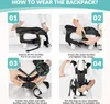 A step-by-step guide on how to wear a dog backpack carrier. Produktbild-Vorschau