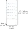 A diagram of a telescopic shoe rack with dimensions indicated. Produktbild-Vorschau
