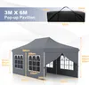 Diagram showing dimensions of a pop-up pavilion and its carrying bag. Náhled obrázku produktu