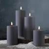 LED Stumpenkerze MIA - Kunststoff - realistische 3D Flamme - H: 10cm - outdoor - grau Produktbild-Vorschau