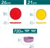 Diagrams showing the dimensions and capacities of plates and bowls. Náhled obrázku produktu