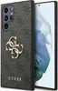 A smartphone case with a Guess logo and pattern, placed next to a smartphone. Produktbild-Vorschau