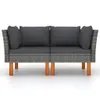 Divani angolari 2 pezzi. Poly rattan e legno massiccio di Anteprima dell’immagine prodotto 1