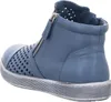 A side view of a blue leather bootie with a zipper. Produktbild-Vorschau
