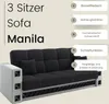 LIKMA Hellgrau Schwarz Ausziehbar 3 Sitzer Sofa Manila Produktbild-Vorschau 4