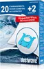 A product box for vacuum cleaner bags with a depiction of waves and a vacuum cleaner bag. Produktbild-Vorschau