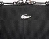 A close-up shot of a black handbag with a silver Lacoste crocodile logo. Anteprima dell’immagine prodotto