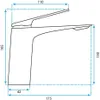 A technical drawing of a faucet with dimensions indicated. Produktbild-Vorschau