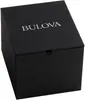 A black Bulova watch box with the brand name 'BULOVA' printed in silver on the lid. Produktbild-Vorschau