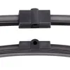 Close-up view of two black windshield wiper blades, showing their attachment mechanisms. Anteprima dell’immagine prodotto