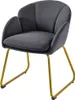 A dark gray upholstered chair with a petal-shaped backrest and gold metal legs, shown against a white background. Podgląd zdjęcia produktu