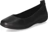 A single black leather ballet flat shoe shown from a diagonal angle against a white background. Anteprima dell’immagine prodotto