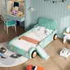 Blaugrünes Autobett für Kinderzimmer mit Rutsche und Produktbild-Vorschau 2
