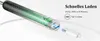A close-up marketing image showing a transparent ear cleaning device with a green internal component, connected to a white charging cable via a USB-C port. Text overlays highlight fast charging features. Produktbild-Vorschau