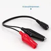 A product shot of a battery charger cable with alligator clips. Produktbild-Vorschau