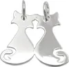 Partner Anhänger Katzen 18x21mm Doppel aus 925 Silber Produktbild-Vorschau 1