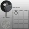 Diagram showing coin album pages and a coin. Produktbild-Vorschau