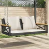 The Living Store Hängebank mit Kissen Schwarz 109x62x40 cm Produktbild-Vorschau 2