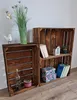 Wooden crates used as shelving and storage, decorated with various items. Náhled obrázku produktu