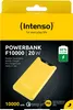 The image shows the packaging of a yellow Intenso Powerbank F10000. Voir les images du produit