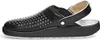 A black clog shoe is shown from the side against a white background. Produktbild-Vorschau
