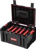 An open black tool case with red accents, showing multiple compartments inside. Anteprima dell’immagine prodotto