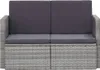 vidaXL 2-Sitzer-Gartensofa mit Auflagen Grau Poly Rattan Produktbild-Vorschau 9