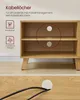 A wooden TV cabinet with cable management features highlighted. Produktbild-Vorschau