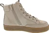 A side view of a beige high-top sneaker with a zipper and laces. Produktbild-Vorschau