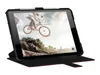 A black tablet case with a red interior is shown in a studio setting, propped up to display its screen. Produktbild-Vorschau