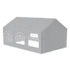 A gray party tent with arched windows is shown against a white background. Voir les images du produit
