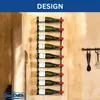 A wall-mounted wine rack holding several bottles of wine, with kitchen utensils hanging on a rack to the right. Produktbild-Vorschau