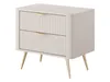 A beige nightstand with two drawers and gold handles, standing on gold metal legs, against a white background. Náhled obrázku produktu