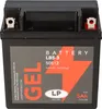 A black battery with a label showing product details and branding. Produktbild-Vorschau