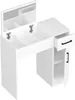 A white vanity table with a mirror and storage compartments. Produktbild-Vorschau