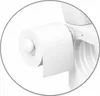 A close-up of a toilet paper roll on a toilet paper holder attached to a toilet. Produktbild-Vorschau