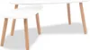 Two white nesting coffee tables with natural wood legs. Produktbild-Vorschau