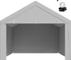 A grey carport tent cover with a white support bar and a bundle of black bungee cords with hooks. Podgląd zdjęcia produktu