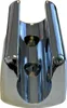A close-up, front-facing studio shot of a chrome-plated shower head holder. Produktbild-Vorschau