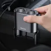 A hand is holding a car charger splitter in a car's center console. Produktbild-Vorschau