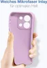 A hand holding a purple phone case, showing its interior. Produktbild-Vorschau