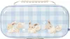 A light blue and white checkered case with three Eevee characters from Pokemon. Produktbild-Vorschau