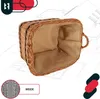 A woven basket with a burlap lining, presented against a blueprint-style background. Voir les images du produit