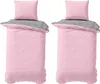 Baumwolle Bettwäsche 155x220 cm Rosa Grau gestreift Stripe Produktbild-Vorschau 1