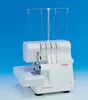 A white Singer serger sewing machine is shown against a solid blue background. Produktbild-Vorschau