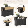 A kitchen island cart shown in various configurations and close-ups, highlighting its features. Produktbild-Vorschau