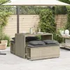 3-tlg. Garten-Essgruppe mit Kissen Hellgrau Poly Rattan Produktbild-Vorschau 3