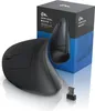 A black vertical mouse and its packaging are displayed on a white surface with a light reflection. Produktbild-Vorschau
