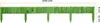 A green wooden garden border with stakes, shown horizontally against a white background with dimensions indicated. Voir les images du produit
