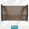 A product shot of a brown awning with black and silver framing, set against a light gray and white background with geometric patterns. Anteprima dell’immagine prodotto